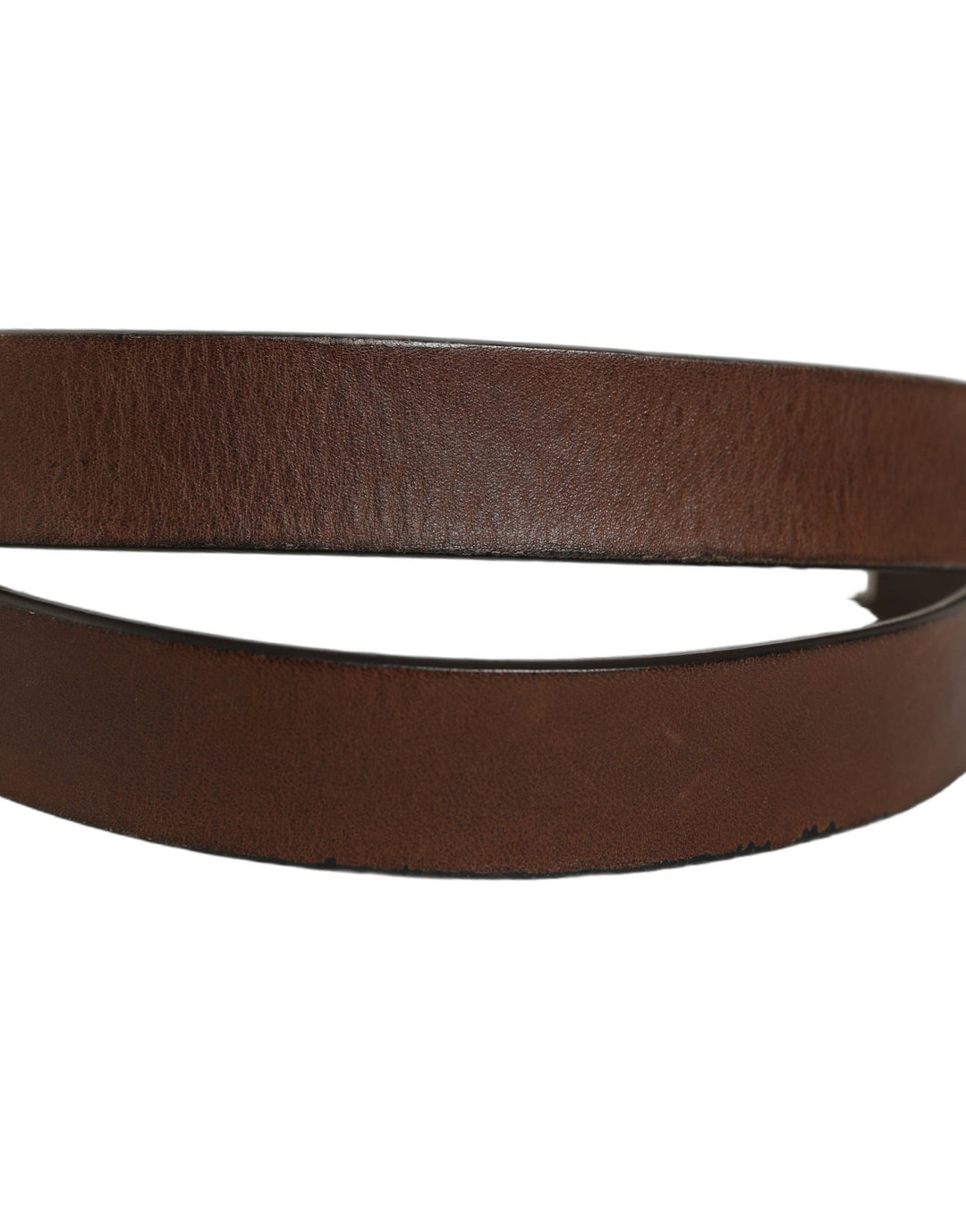 Dolce &amp; Gabbana Brown Leather Silver Tone Metal Buckle Belt