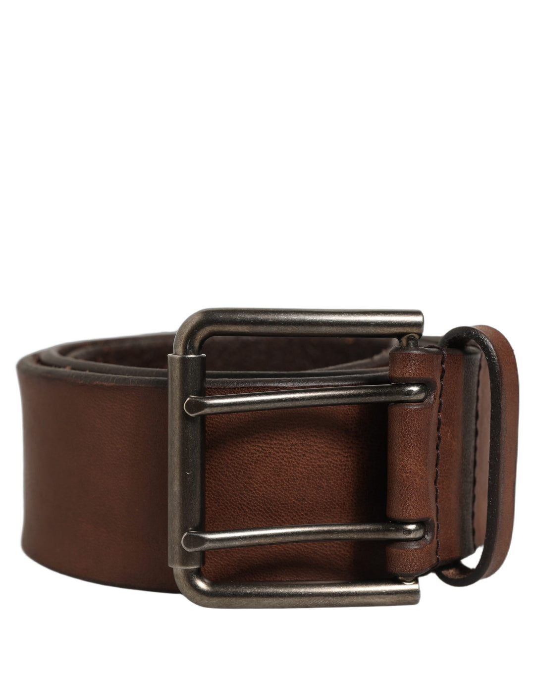 Dolce &amp; Gabbana Belt Brown Leather Double Prong Metal Buckle