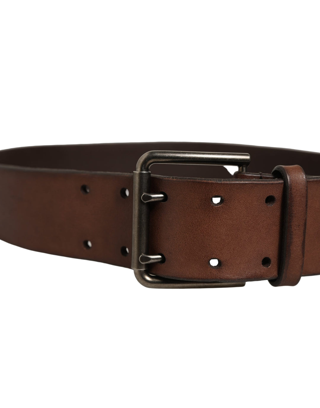 Dolce &amp; Gabbana Belt Brown Leather Double Prong Metal Buckle