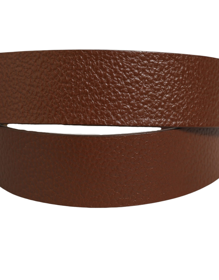 Dolce &amp; Gabbana Brown Leather Bee Accent Metal Buckle Belt