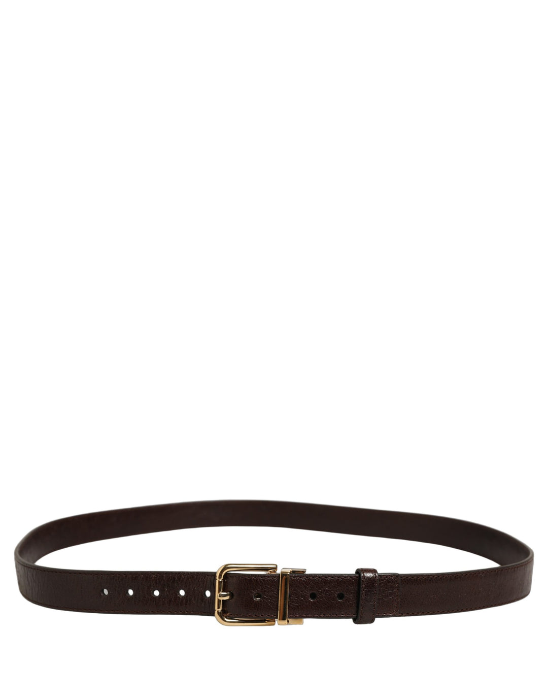 Dolce &amp; Gabbana Men Brown Leather Gold Tone Metal Buckle Belt