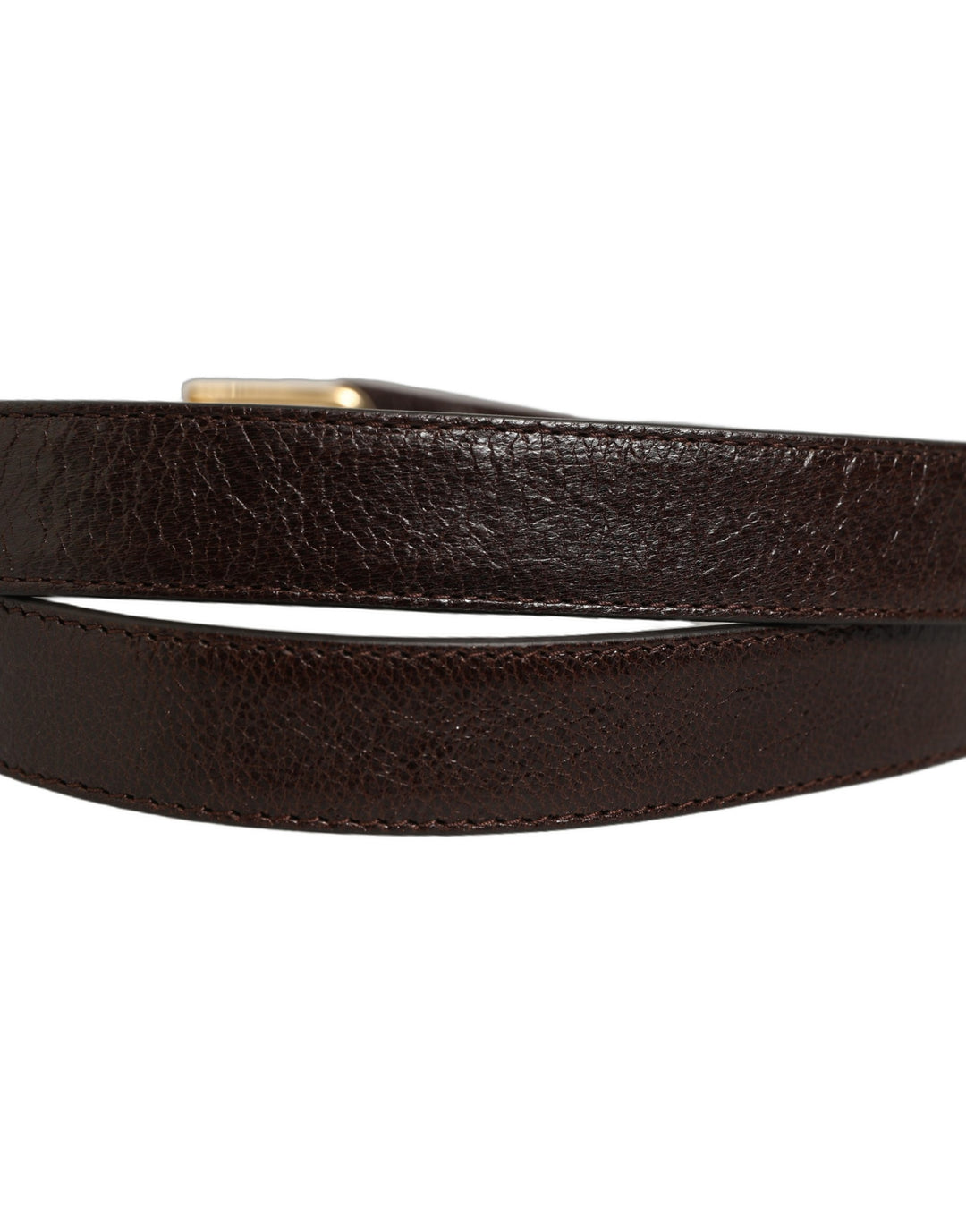 Dolce &amp; Gabbana Men Brown Leather Gold Tone Metal Buckle Belt