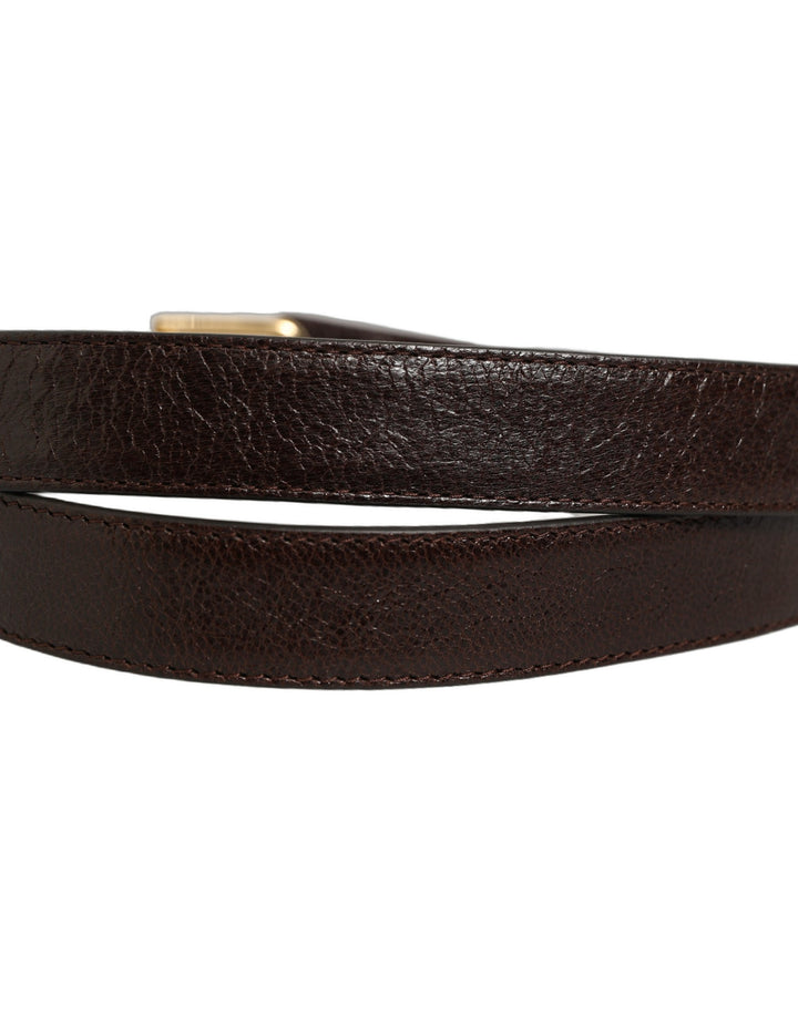Dolce &amp; Gabbana Men Brown Leather Gold Tone Metal Buckle Belt