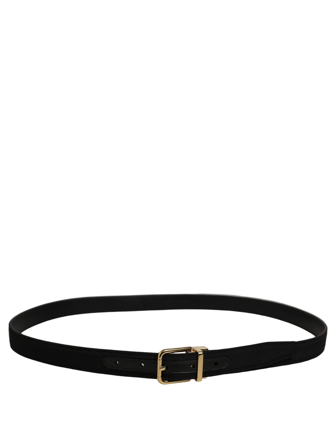 Dolce &amp; Gabbana Black Canvas Leather Gold Metal Buckle Belt