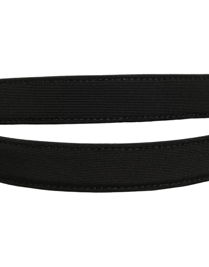 Dolce &amp; Gabbana Black Canvas Leather Gold Metal Buckle Belt