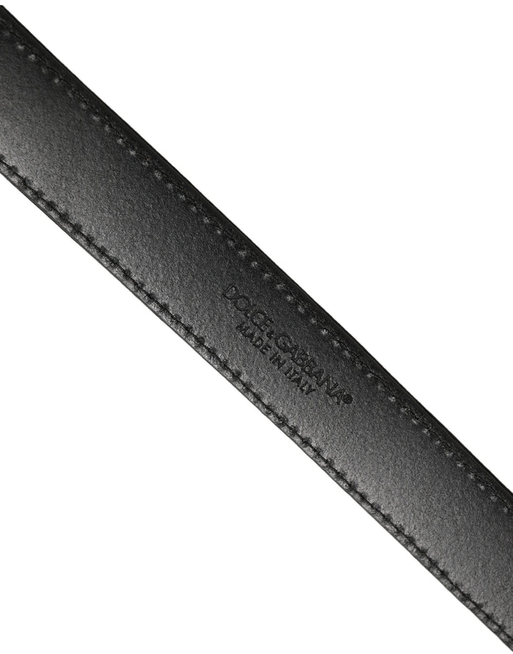 Dolce &amp; Gabbana Black Canvas Leather Gold Metal Buckle Belt