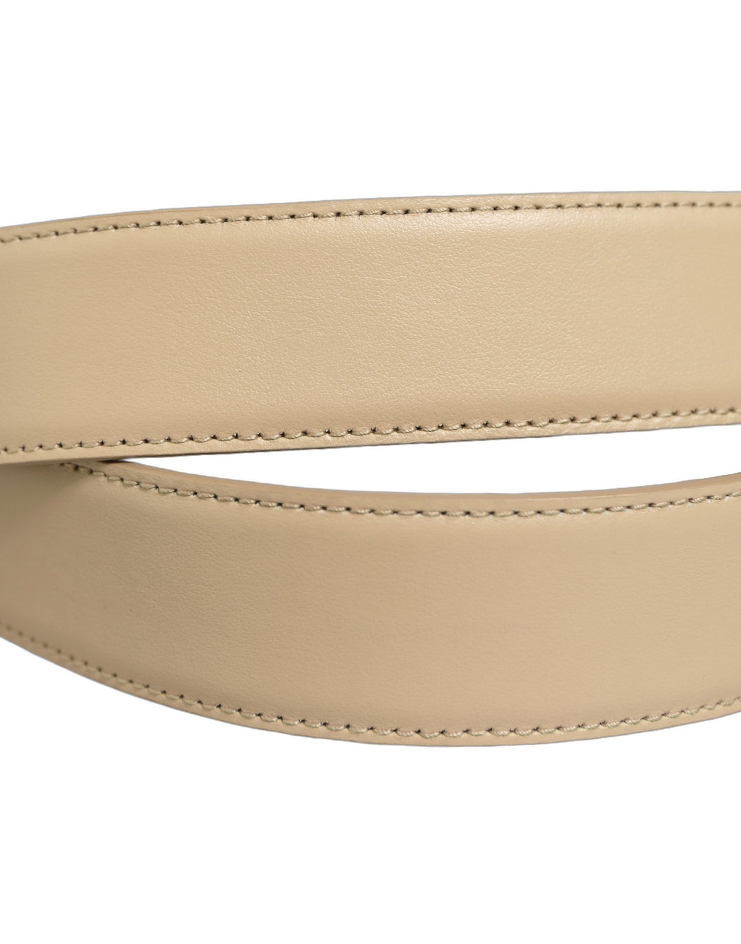 Dolce &amp; Gabbana Beige Leather Silver Tone Metal Buckle Belt