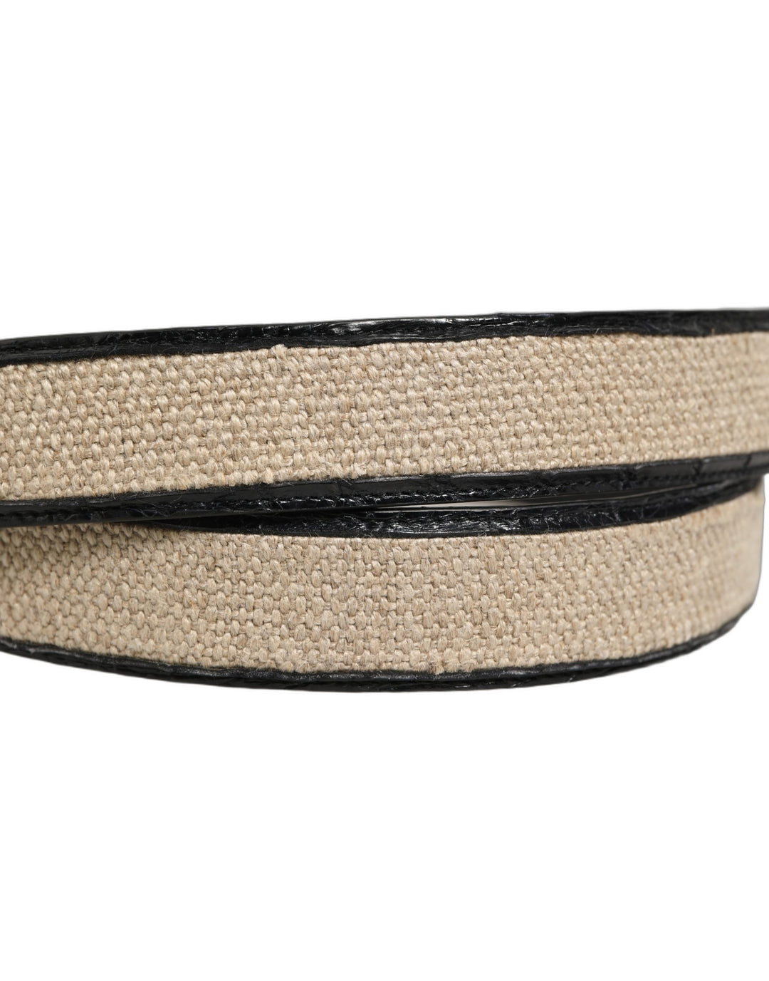 Dolce &amp; Gabbana Beige Black Woven Leather Metal Buckle Belt