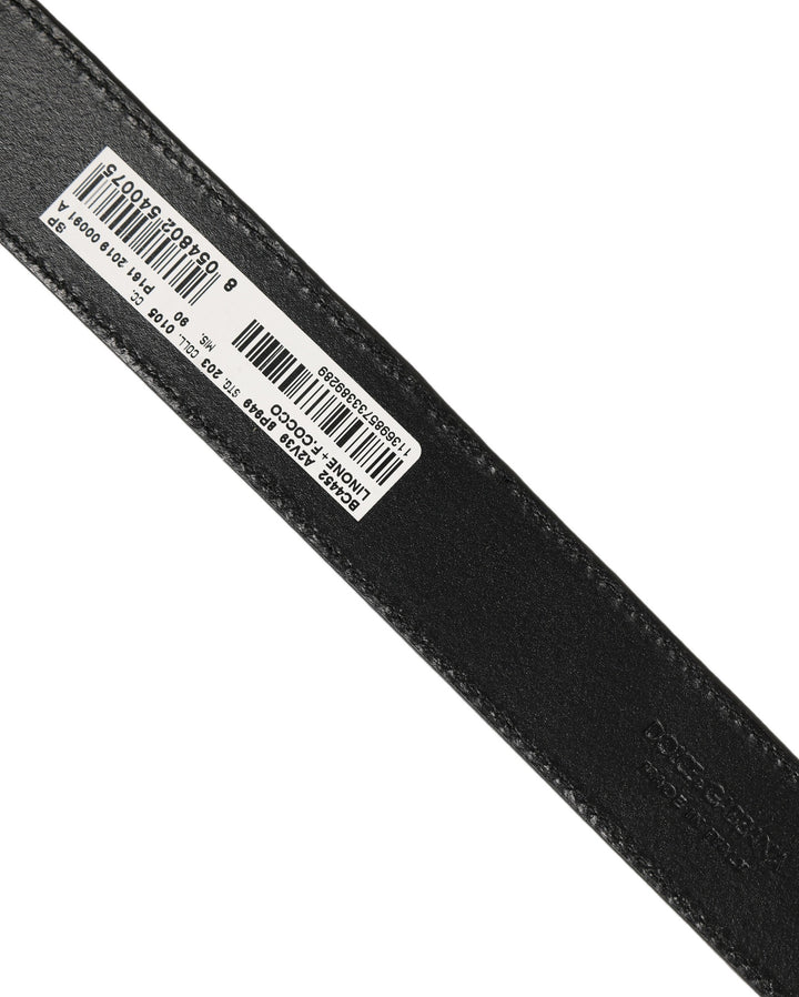 Dolce &amp; Gabbana Beige Black Woven Leather Metal Buckle Belt