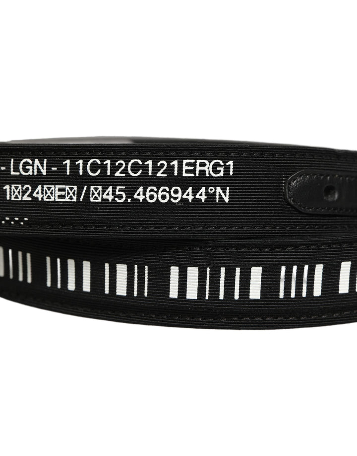 Dolce &amp; Gabbana Black Fabric Leather Barcode Silver Buckle Belt
