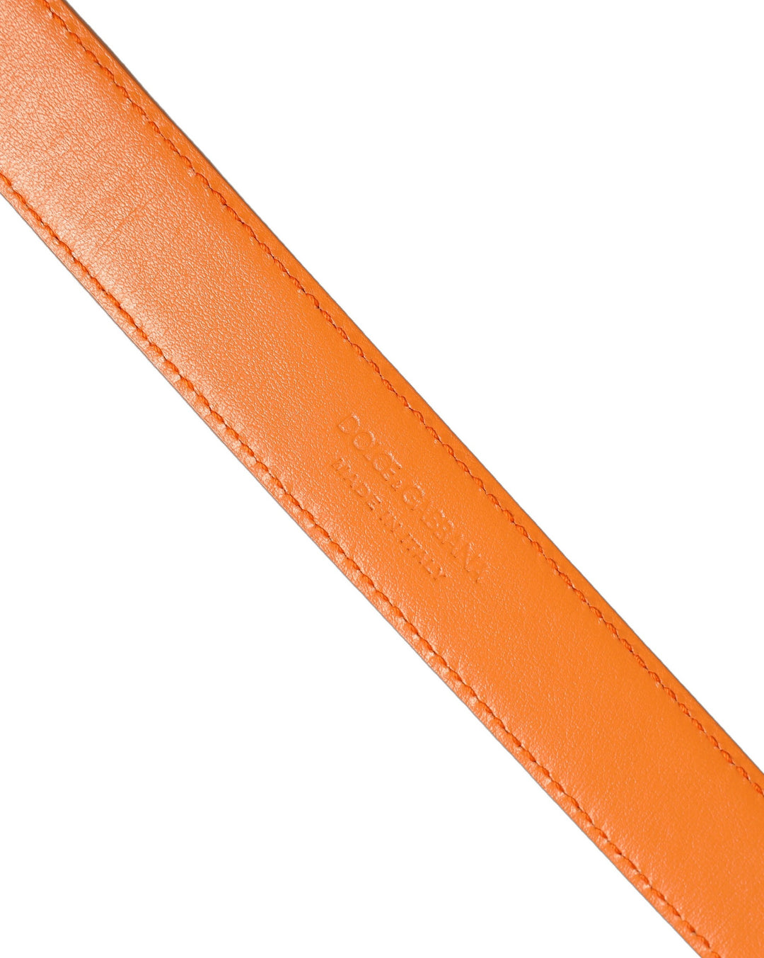 Dolce &amp; Gabbana Orange Leather Silver Tone Metal Buckle Belt