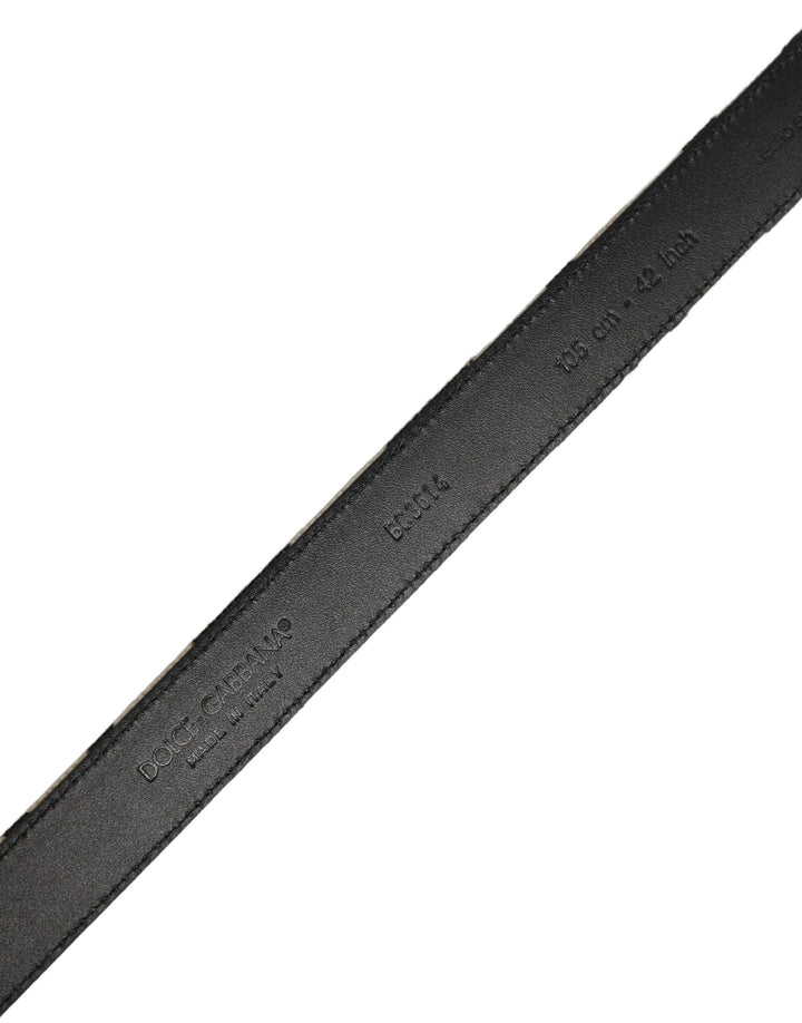 Dolce &amp; Gabbana Black Ivory Silver Tone Metal Buckle Belt