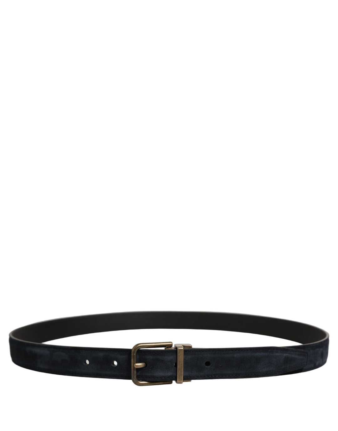 Dolce &amp; Gabbana Men Black Leather Gold Tone Metal Buckle Belt