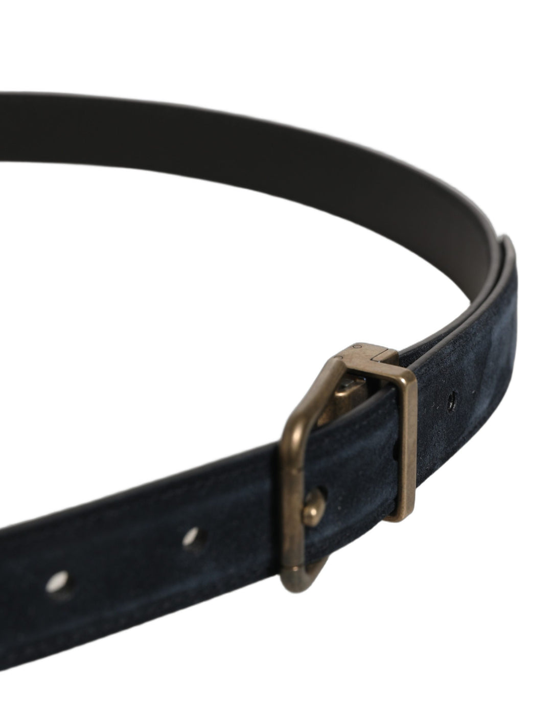 Dolce &amp; Gabbana Men Black Leather Gold Tone Metal Buckle Belt