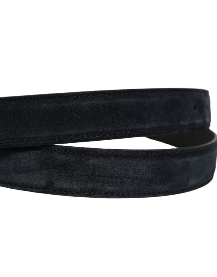 Dolce &amp; Gabbana Men Black Leather Gold Tone Metal Buckle Belt
