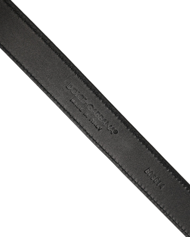 Dolce &amp; Gabbana Men Black Leather Gold Tone Metal Buckle Belt