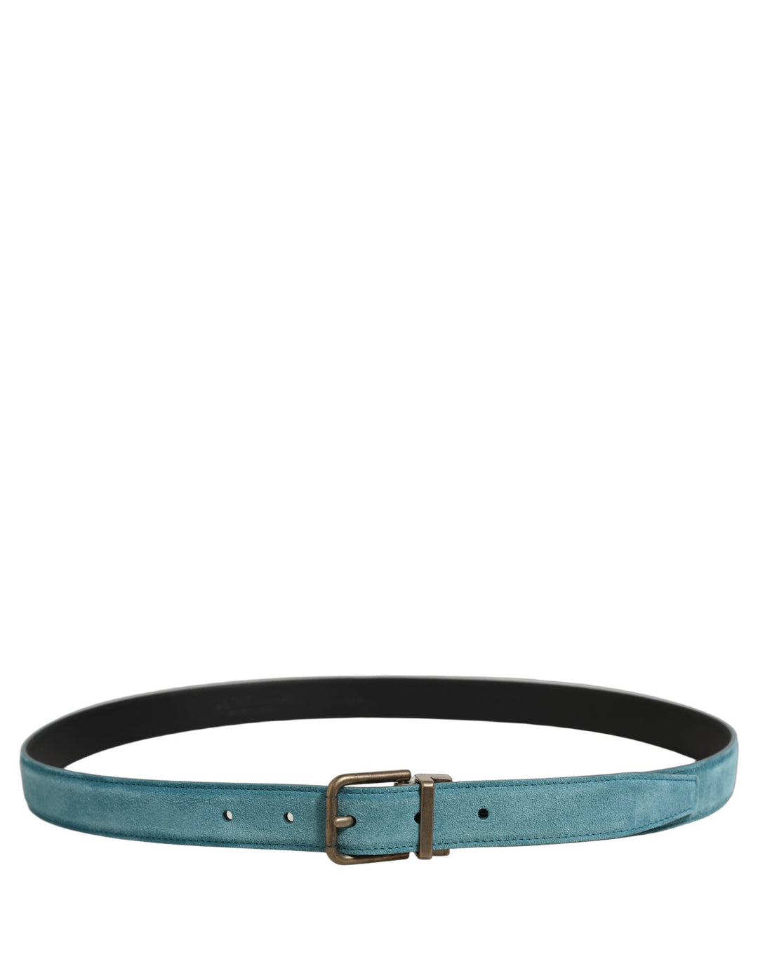 Dolce &amp; Gabbana Men Blue Suede Gold Tone Metal Buckle Belt