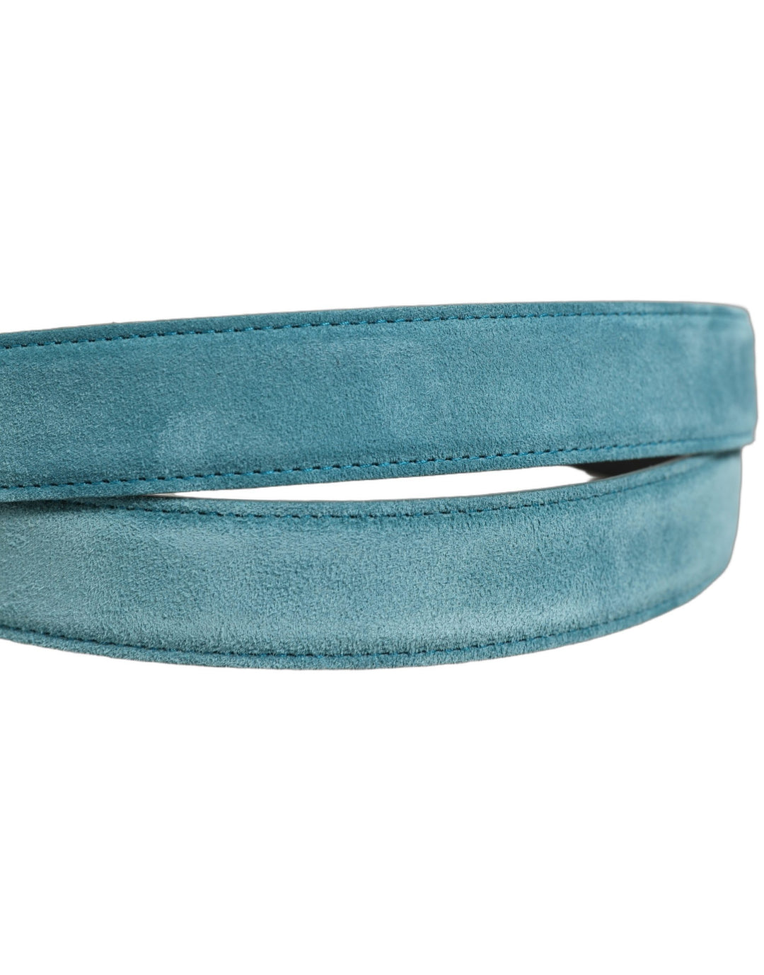 Dolce &amp; Gabbana Men Blue Suede Gold Tone Metal Buckle Belt
