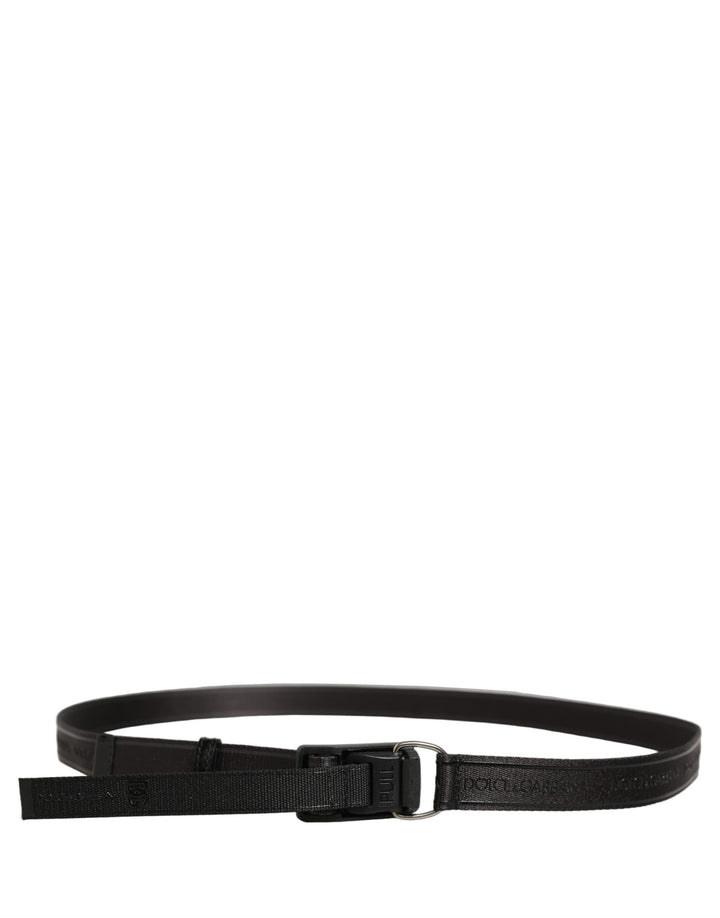 Dolce &amp; Gabbana Men Black Nylon Webbing Plastic Buckle Belt