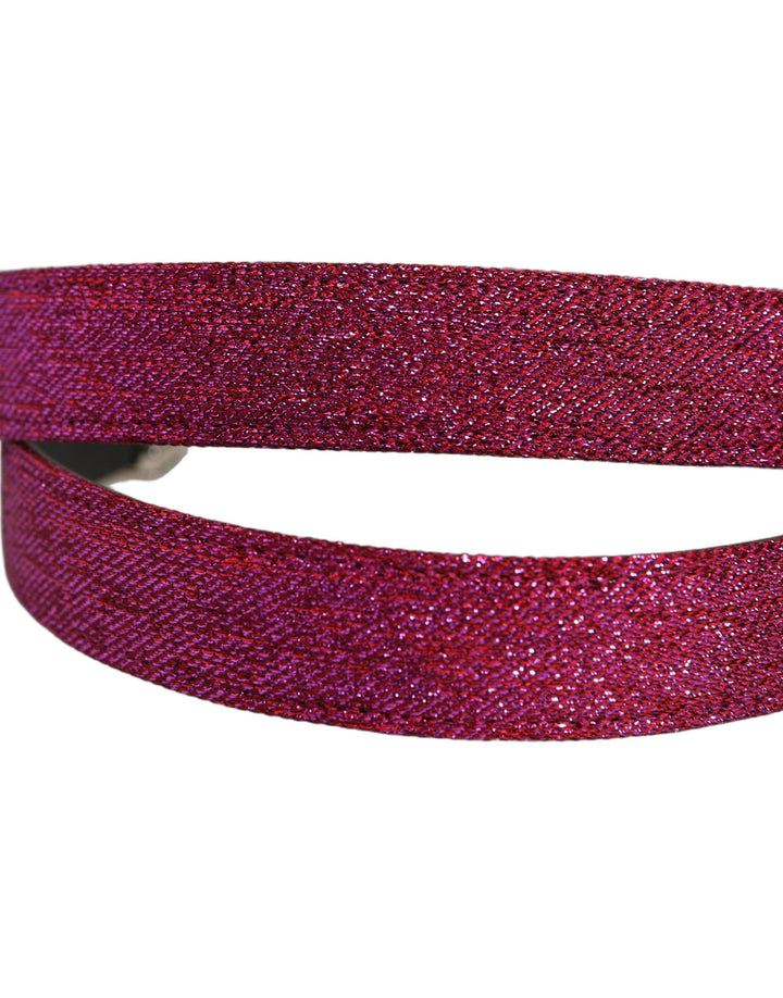 Dolce &amp; Gabbana Men Fuchsia Glitter Silver Metal Buckle Belt