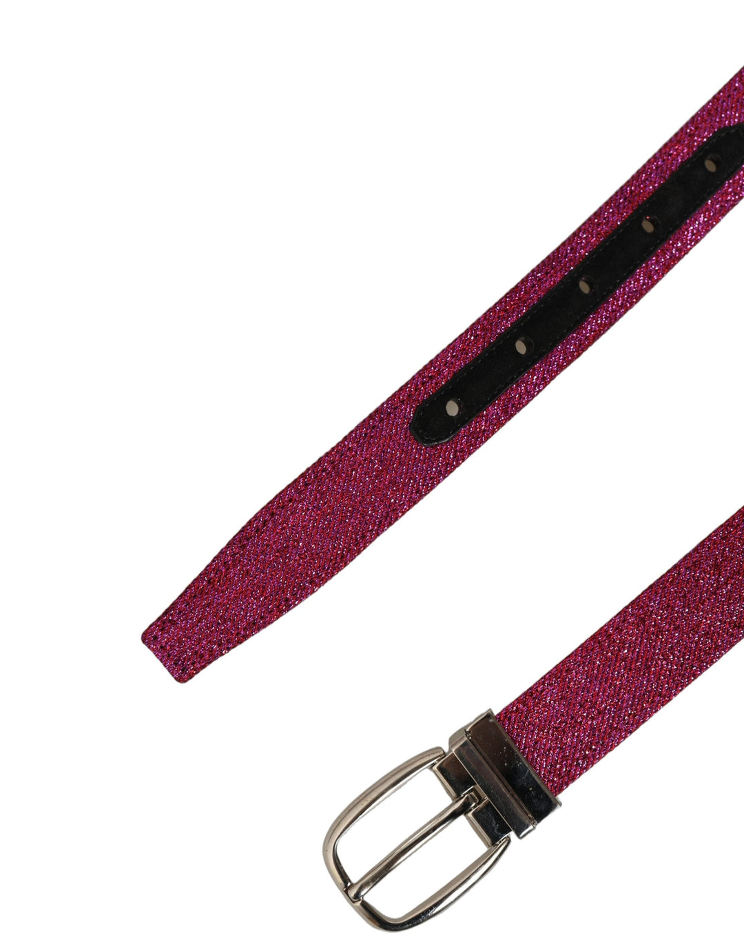Dolce &amp; Gabbana Men Fuchsia Glitter Silver Metal Buckle Belt