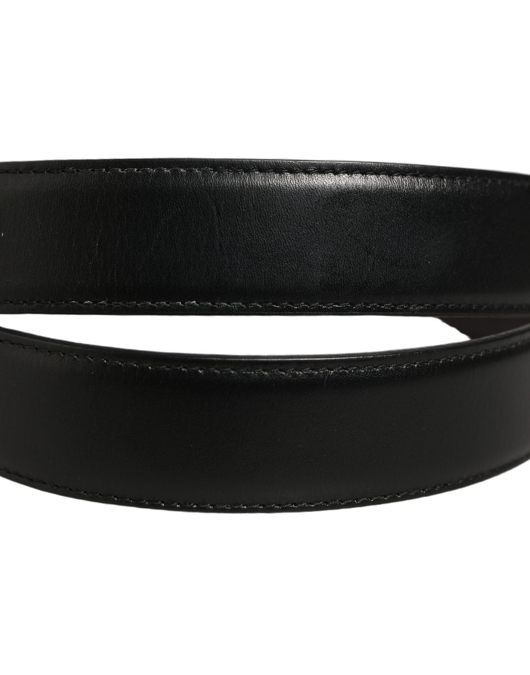 Dolce &amp; Gabbana Black Classic Leather Silver Tone Buckle Belt