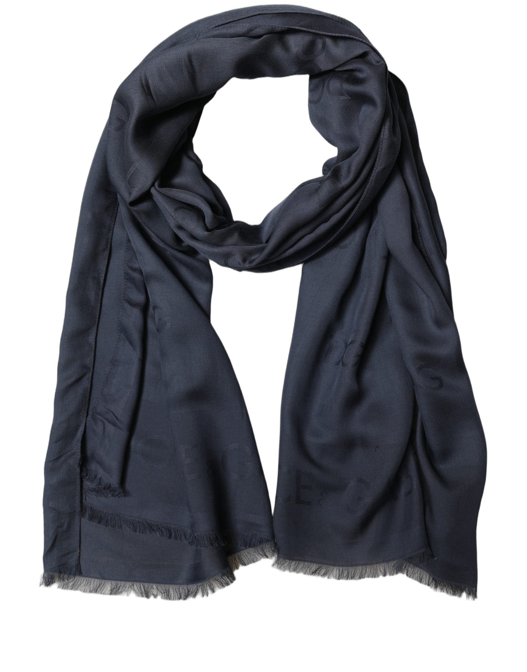 Dolce &amp; Gabbana Dark Blue Modal Frayed Edge Lace Stole Scarf