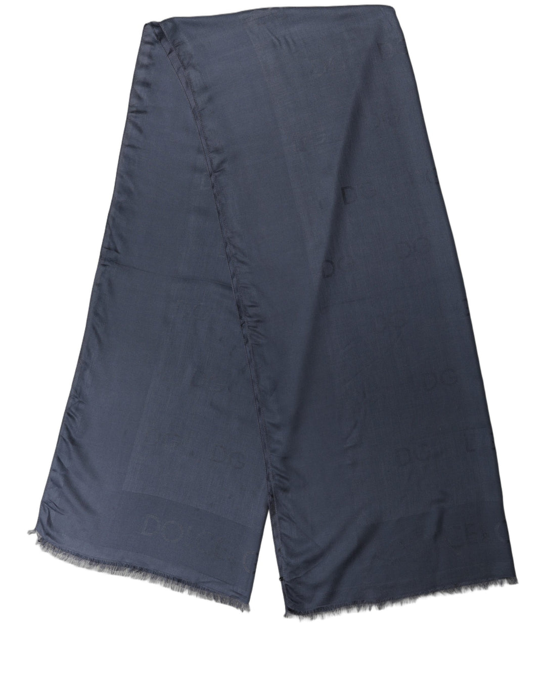Dolce &amp; Gabbana Dark Blue Modal Frayed Edge Lace Stole Scarf
