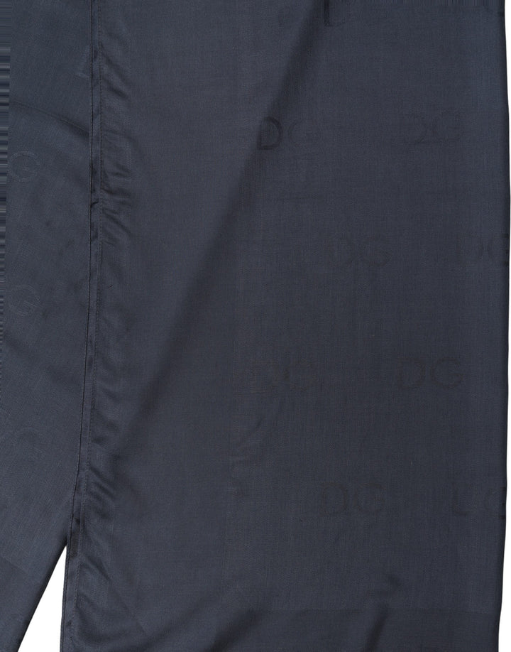 Dolce &amp; Gabbana Dark Blue Modal Frayed Edge Lace Stole Scarf