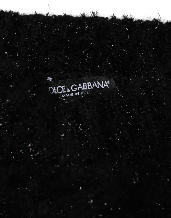 Dolce &amp; Gabbana Men Black Cashmere Knitted Neck Warmer Scarf