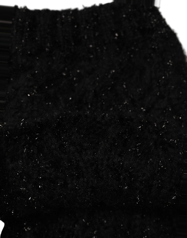 Dolce &amp; Gabbana Men Black Cashmere Knitted Neck Warmer Scarf