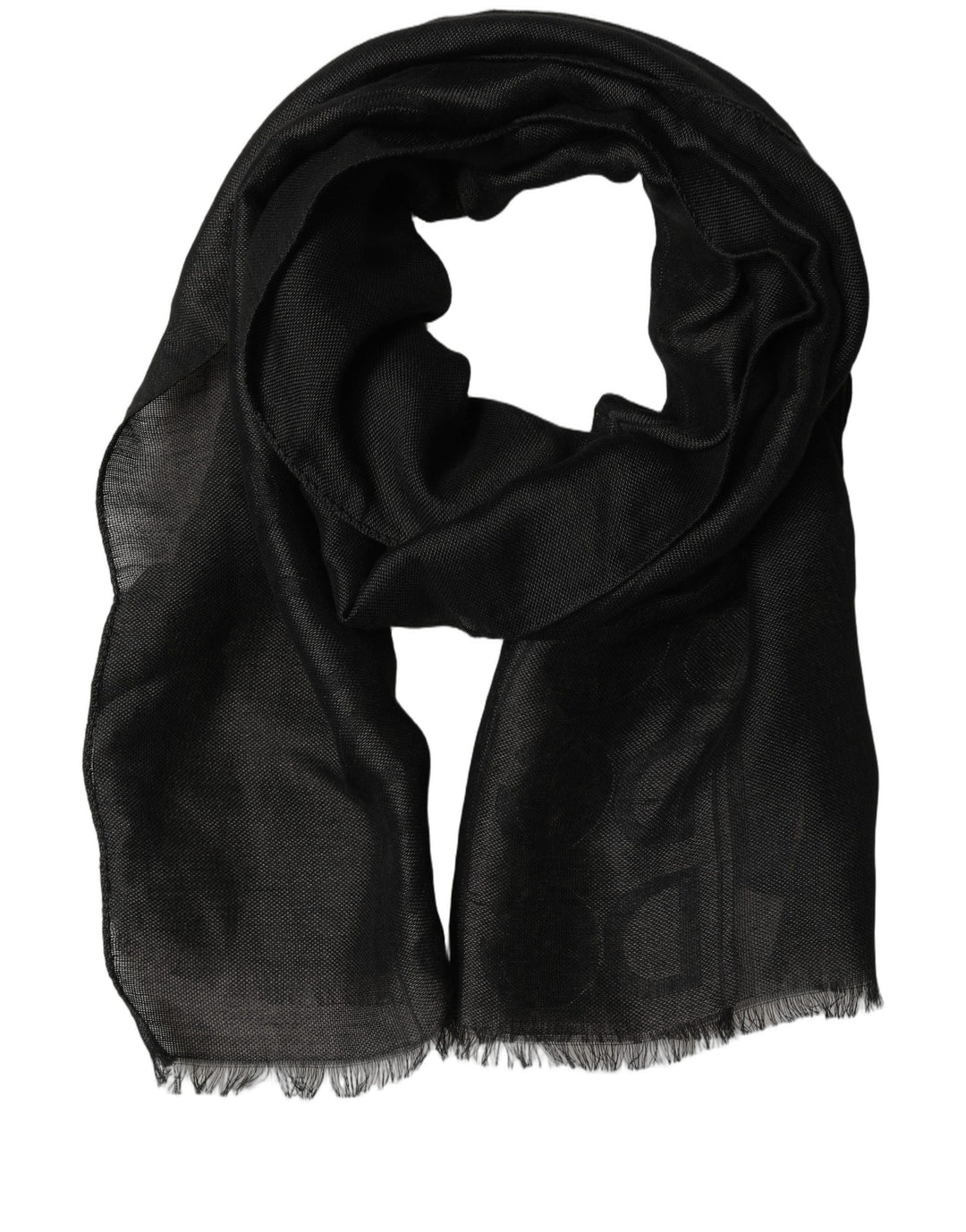 Dolce &amp; Gabbana Black DG Logo Fringed Edge Lace Stole Scarf