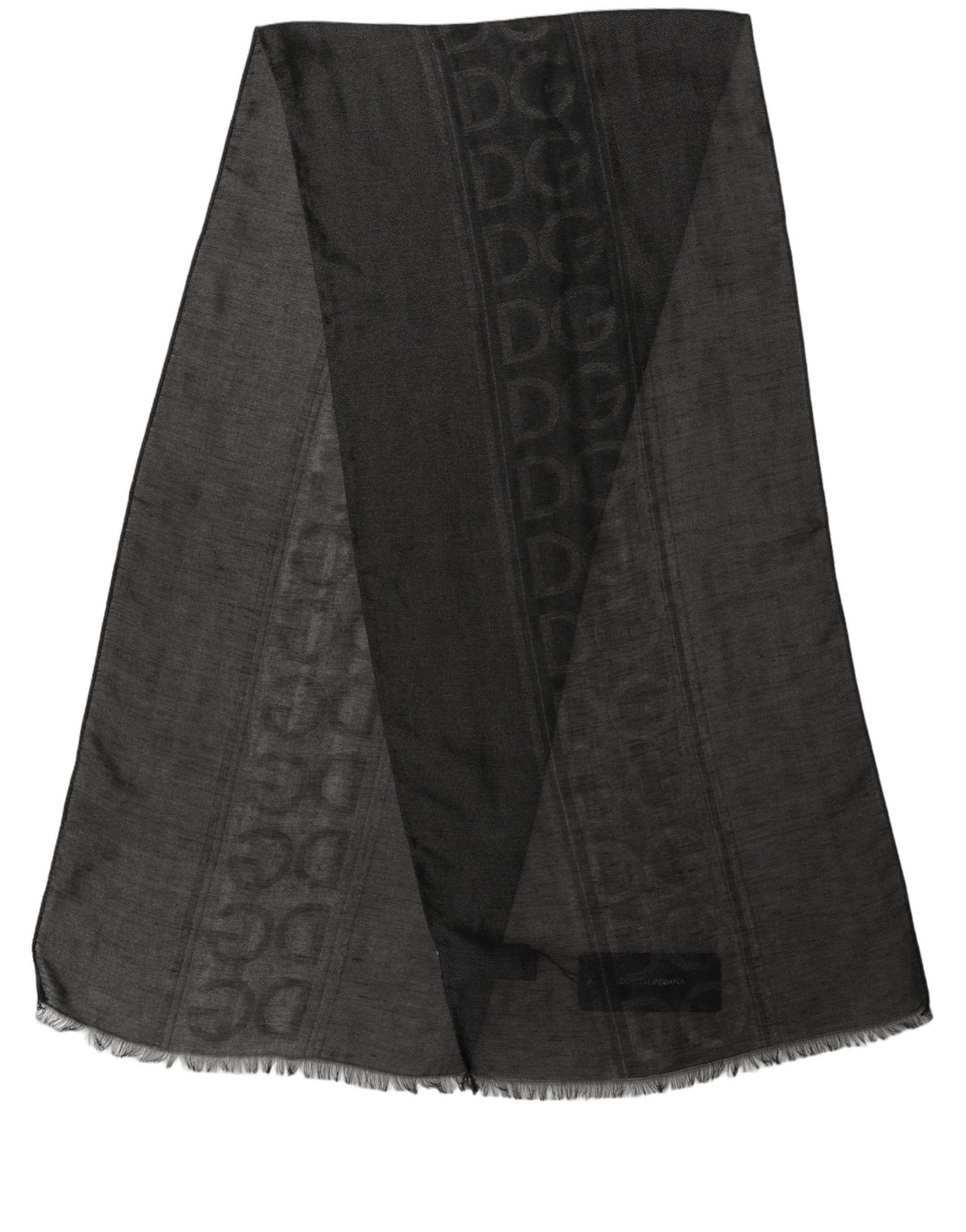 Dolce &amp; Gabbana Black DG Logo Fringed Edge Lace Stole Scarf