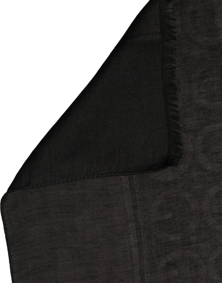 Dolce &amp; Gabbana Black DG Logo Fringed Edge Lace Stole Scarf