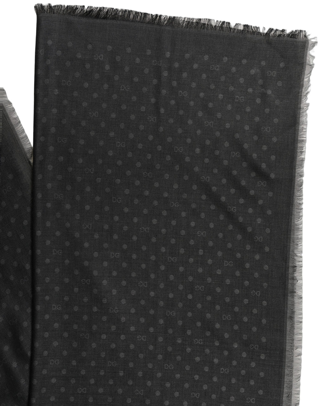 Dolce &amp; Gabbana Men Black Viscose Polka Dot Fringe Shawl Lace Stole