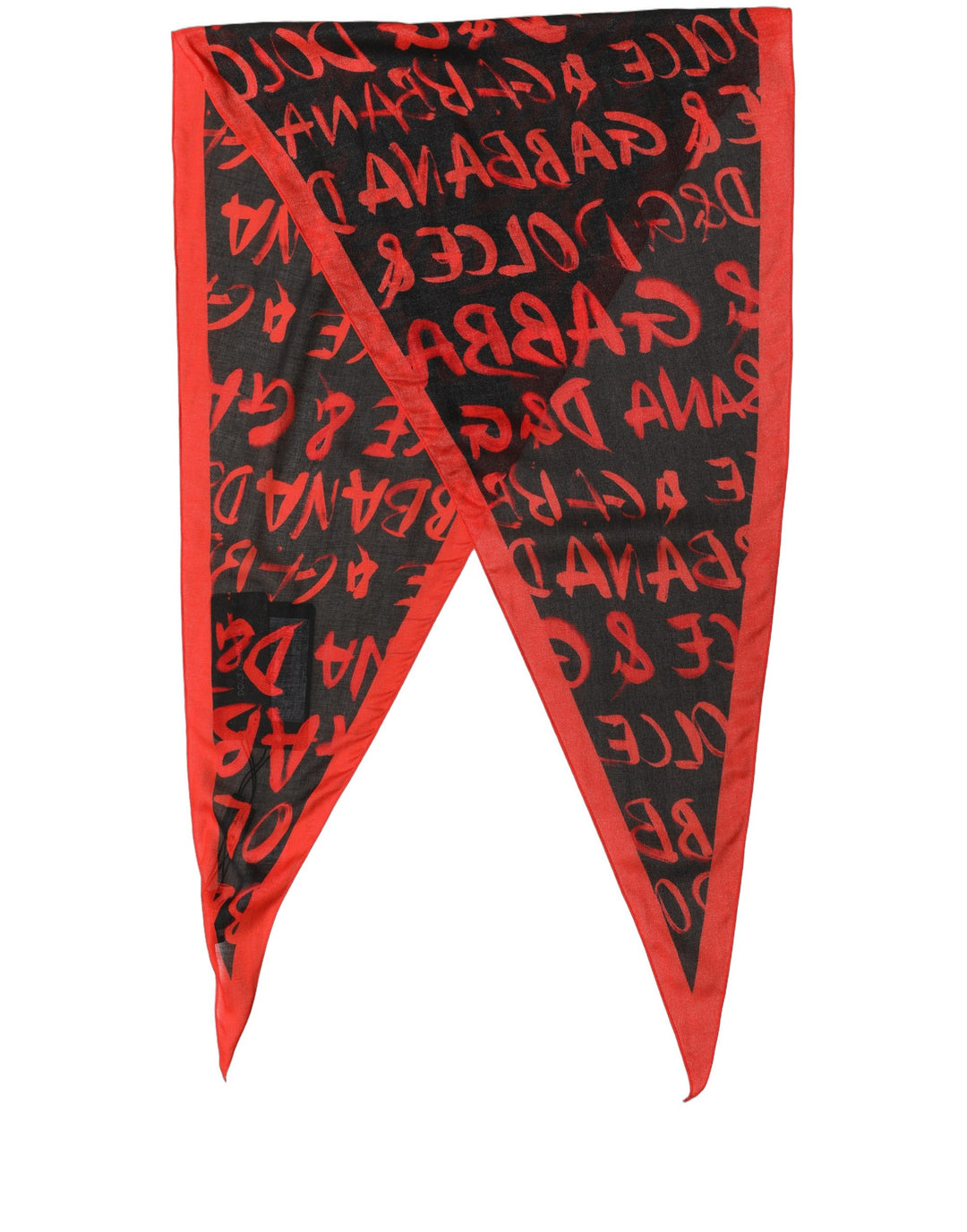 Dolce &amp; Gabbana Men Red Black Graffiti Logo Lace Stole Scarf