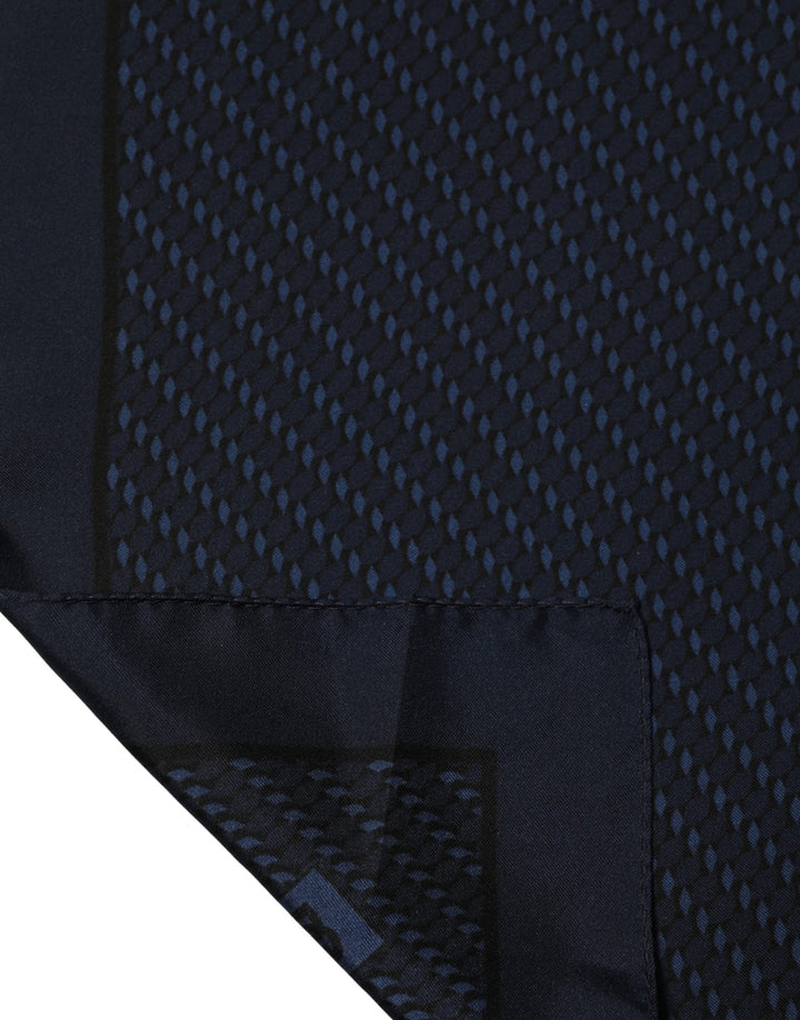 Dolce &amp; Gabbana Dark Blue Silk Pocket Square Foulard Scarf
