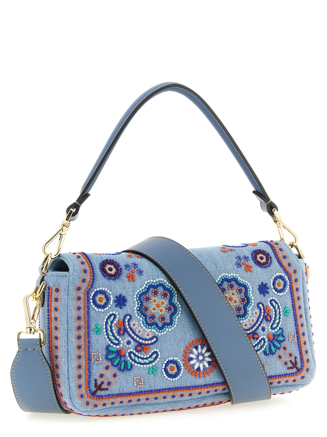 Fendi Blue Cotton Shoulder Bag