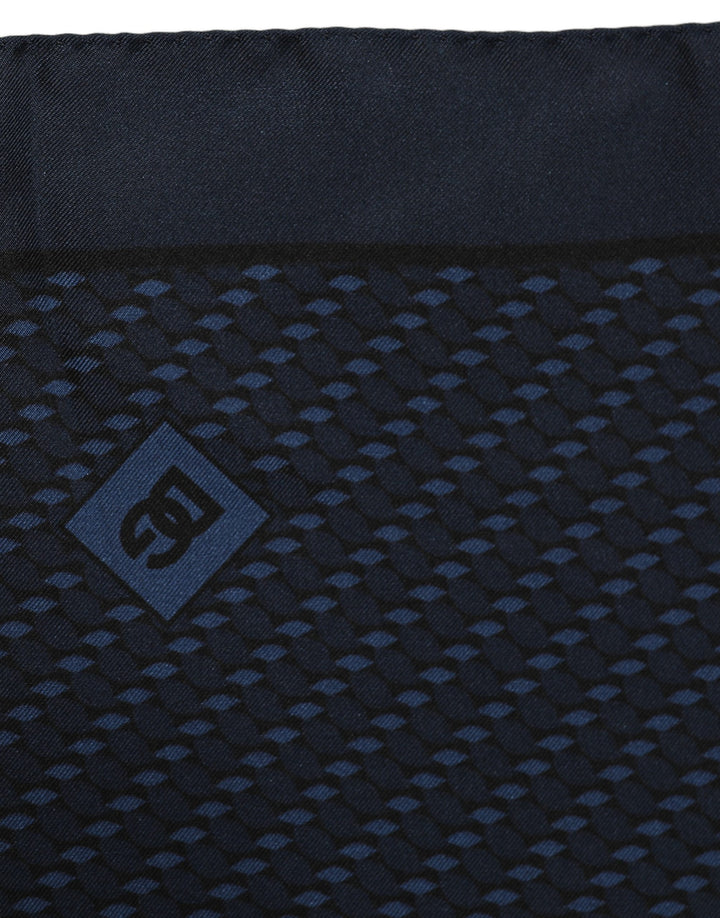 Dolce &amp; Gabbana Dark Blue Silk Pocket Square Foulard Scarf