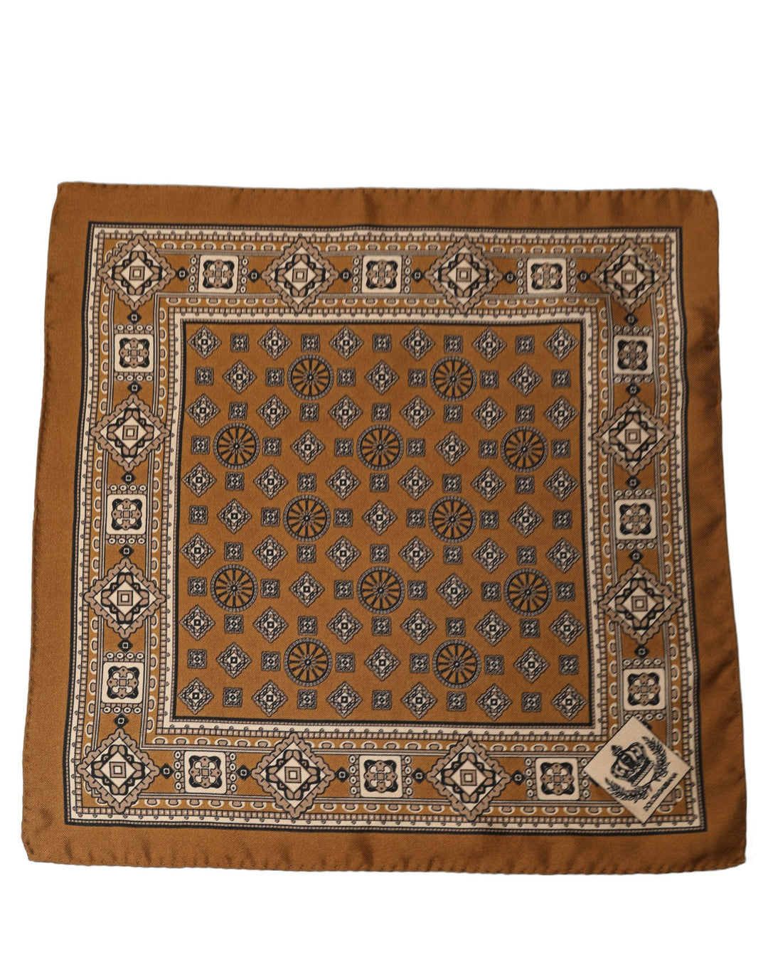 Dolce &amp; Gabbana Brown Geometric Pocket Square Foulard Scarf
