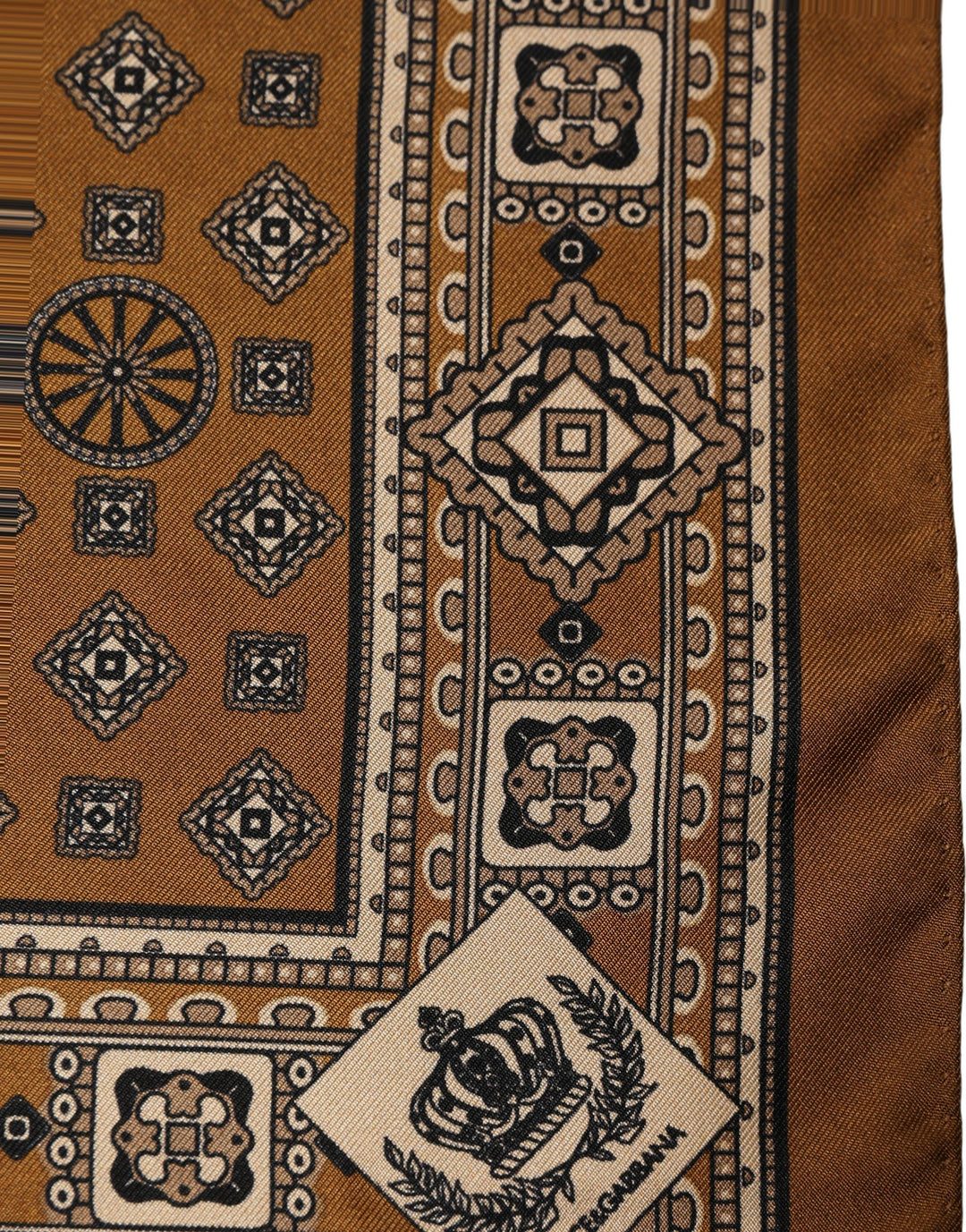 Dolce &amp; Gabbana Brown Geometric Pocket Square Foulard Scarf