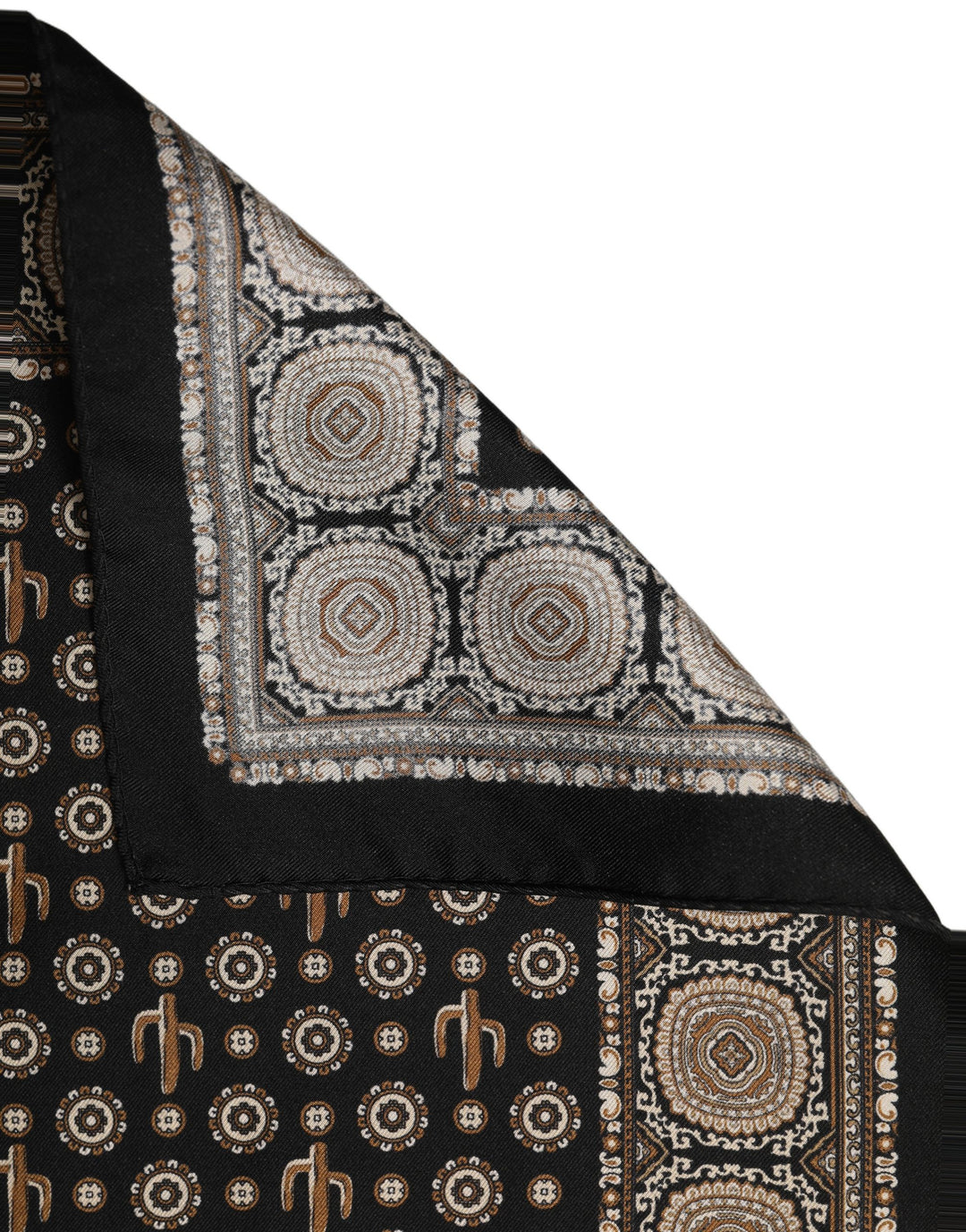 Dolce &amp; Gabbana Black Cactus Silk Pocket Square Foulard Scarf