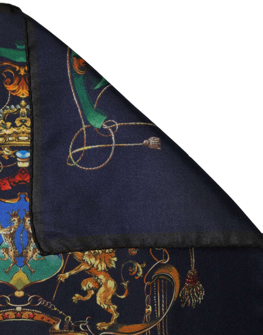 Dolce &amp; Gabbana Navy Blue Heraldic Silk Square Foulard Scarf
