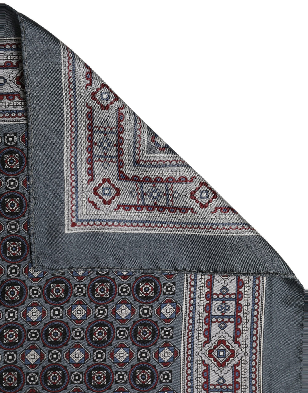 Dolce &amp; Gabbana Gray Geometric Pocket Square Foulard Scarf