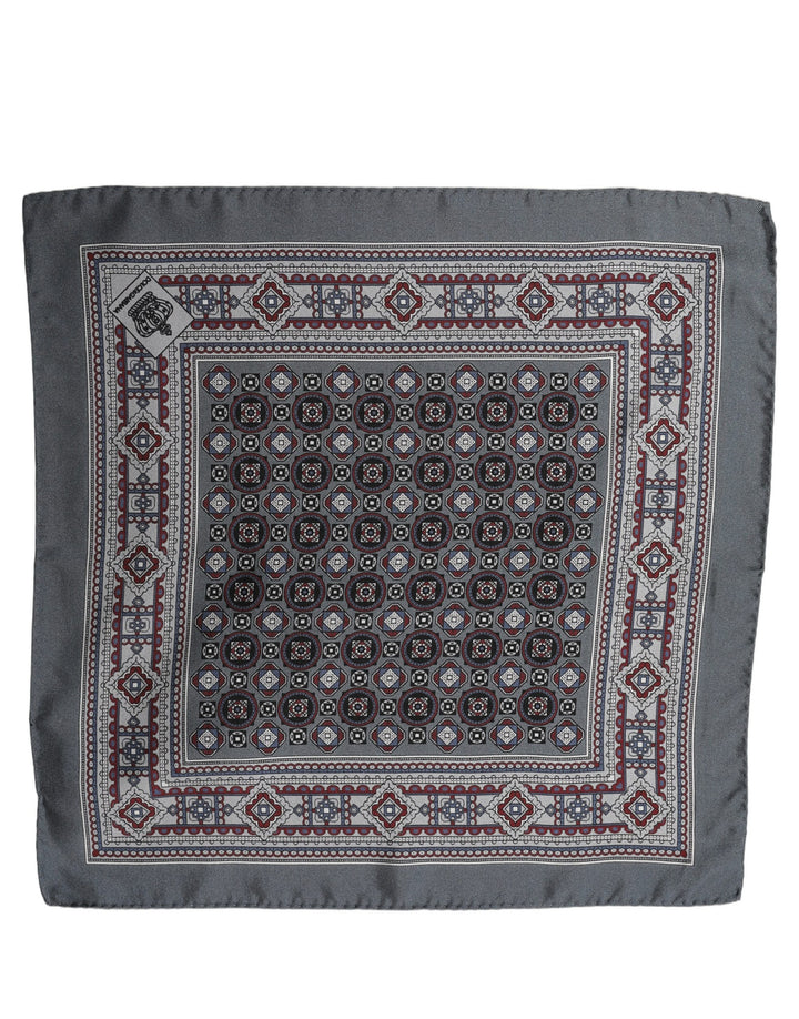 Dolce &amp; Gabbana Gray Geometric Pocket Square Foulard Scarf