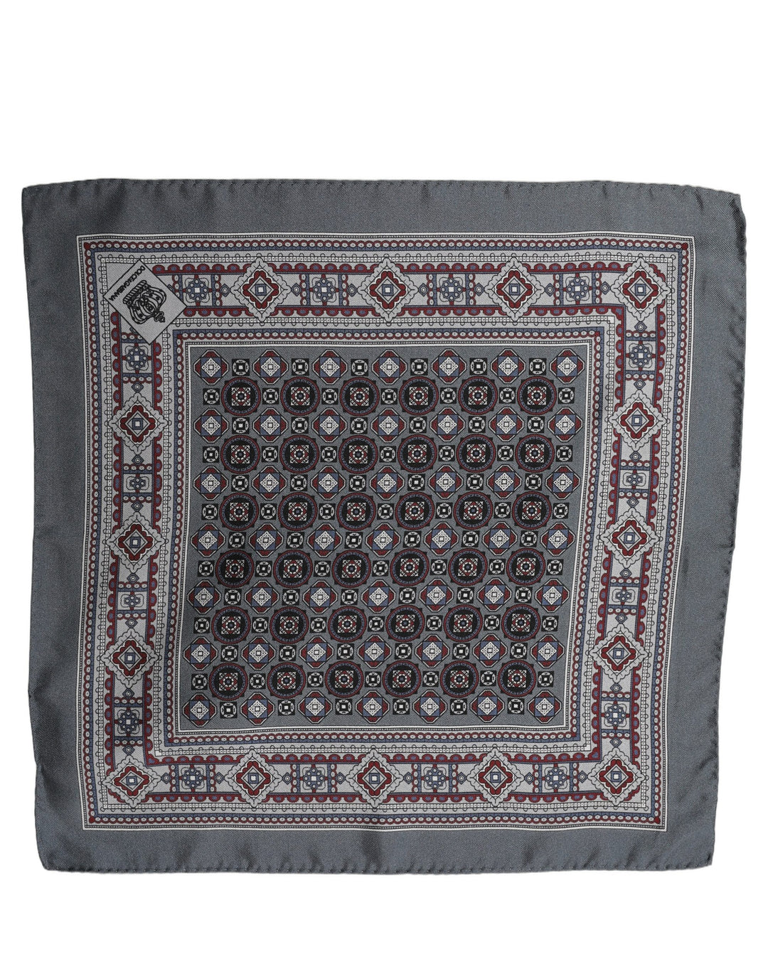 Dolce &amp; Gabbana Gray Geometric Pocket Square Foulard Scarf
