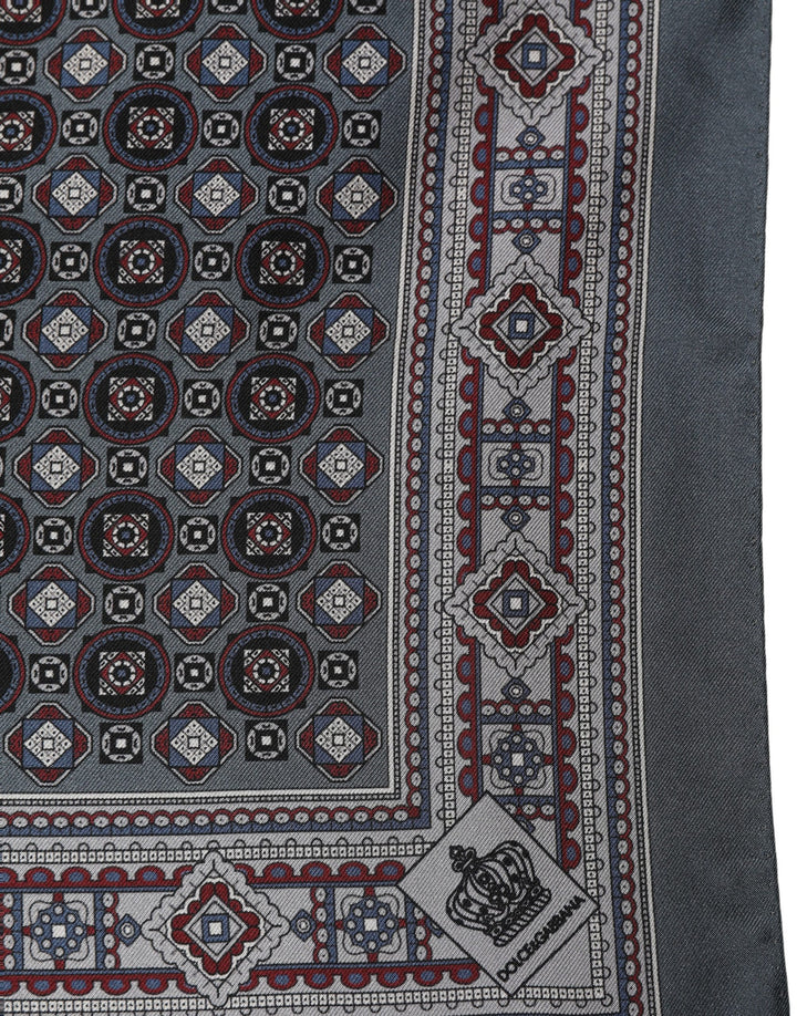 Dolce &amp; Gabbana Gray Geometric Pocket Square Foulard Scarf