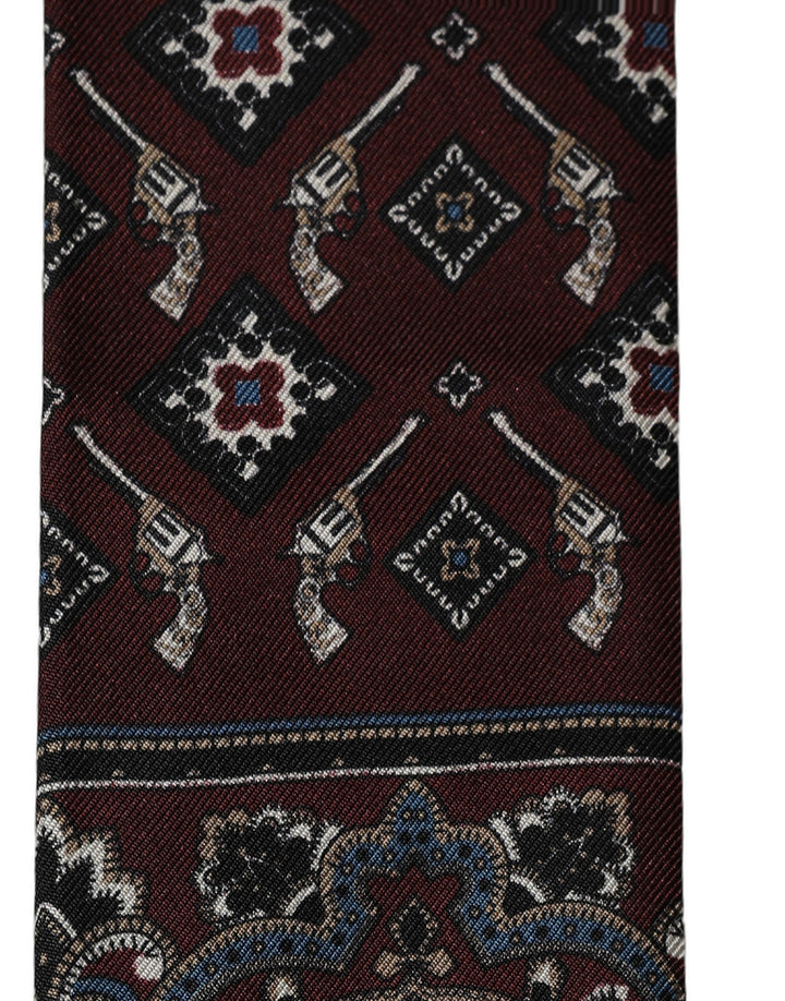 Dolce &amp; Gabbana Burgundy Skinny Twilly Fringed Foulard Scarf