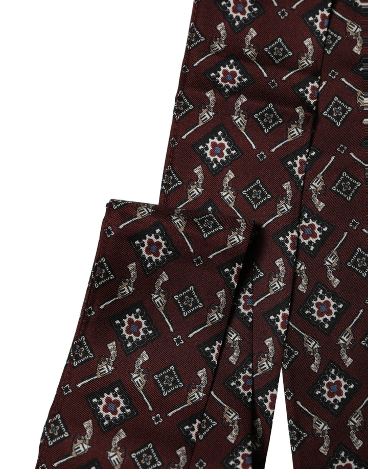 Dolce &amp; Gabbana Burgundy Skinny Twilly Fringed Foulard Scarf