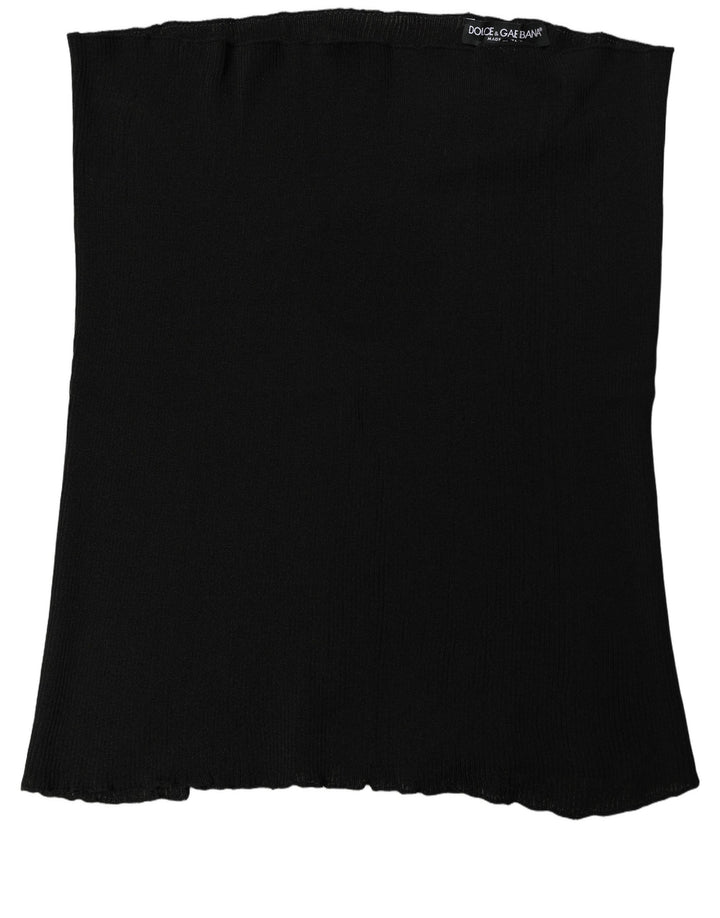 Dolce &amp; Gabbana Men Black Viscose Knitted Neck Warmer Scarf